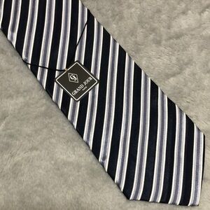 GRAND JOUR Paris Blue and Gray Striped Tie